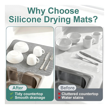 Slate Essential Silicone Dish Drying Mat Size 14*12 Inch