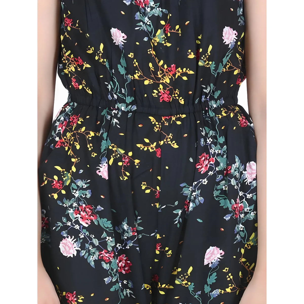 Girl's Rayon Flamingo Print Sleeveless Jumpsuit (black Multicolor) | Kids Signature Collection