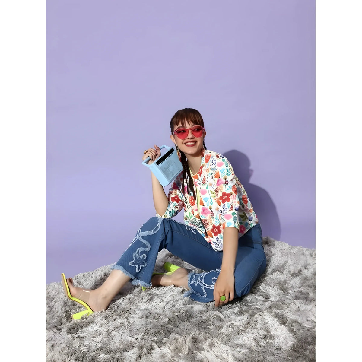 Women's Polyester Floral 3 4th Sleeves Shrug (multicolor) | Women Signature Collection