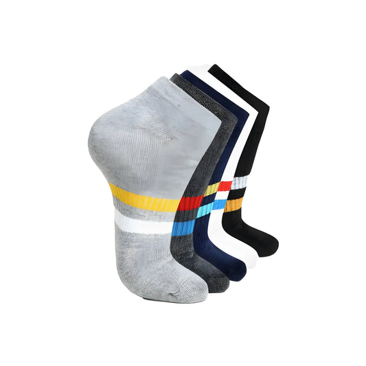 5 Pairs Unisex Casual Cotton Blended Printed Ankle length Socks (Assorted)