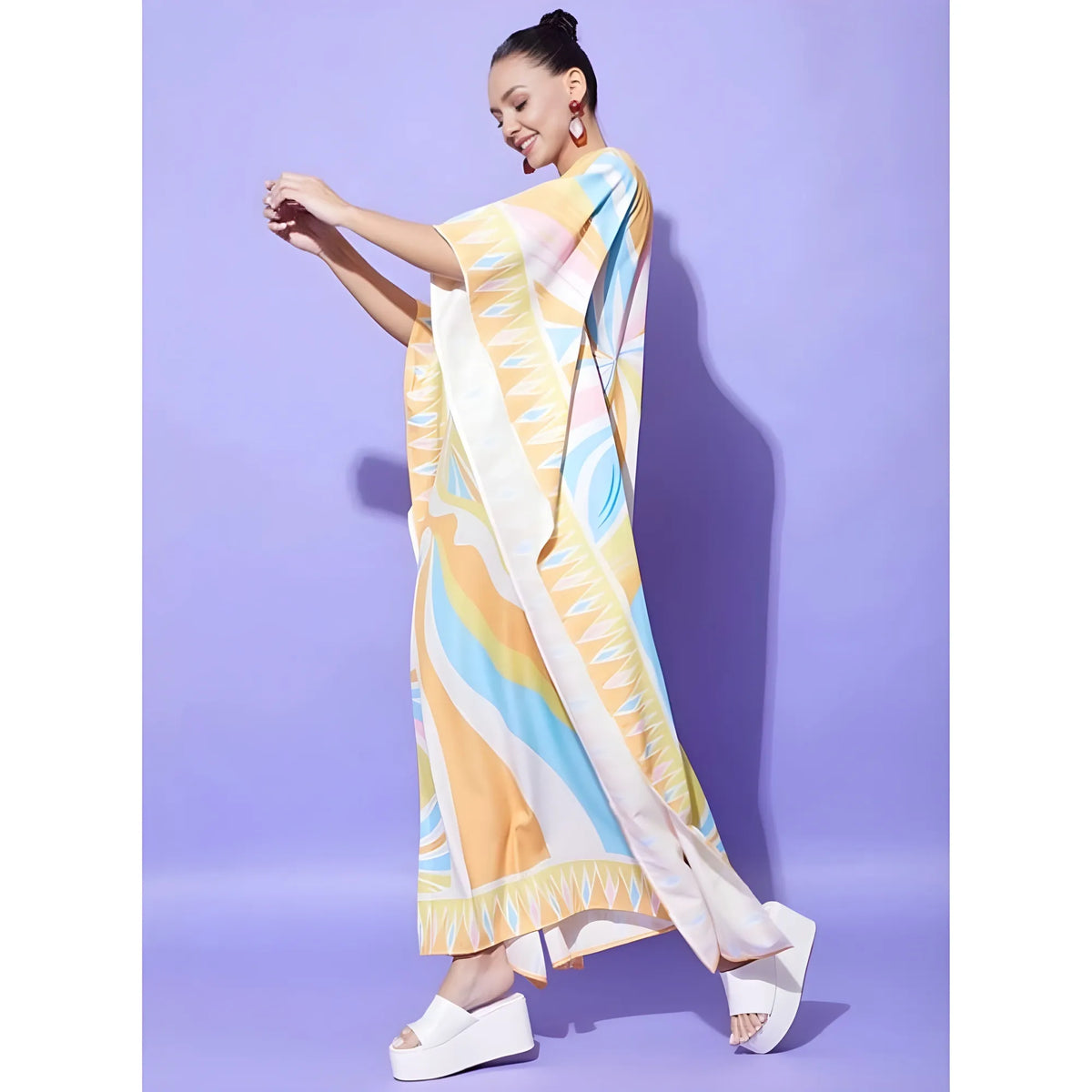 Women's Satin Colour Blocking Kaftan Dress (multicolor) | Women Signature Collection