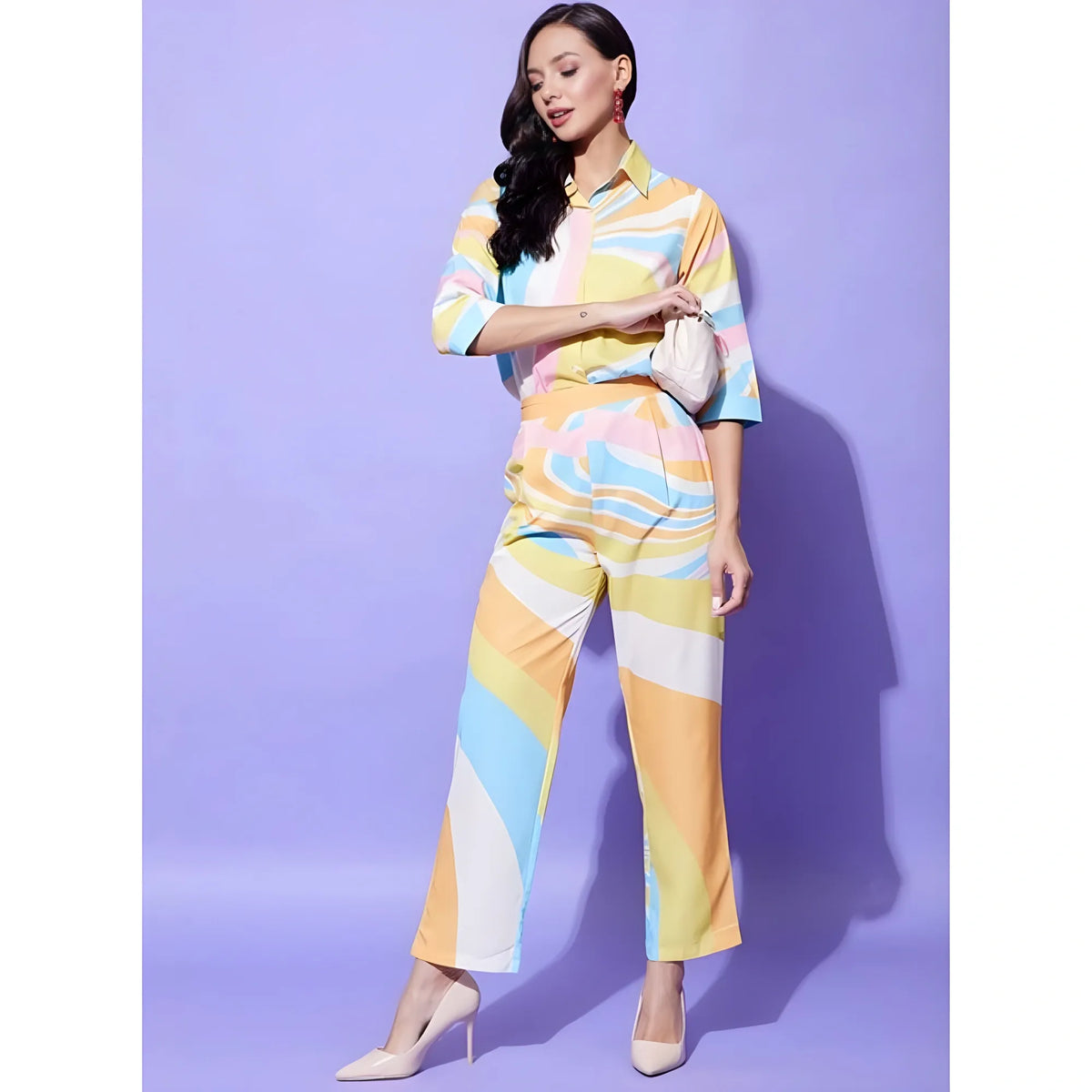 Women's Polyester Colour Blocking 3 4th Sleeve Co Ord Set (multicolor) | Women Signature Collection