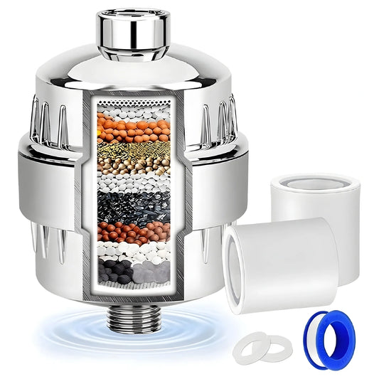 Stainless Steel 15 Stage Filtered Shower Head (Silver)