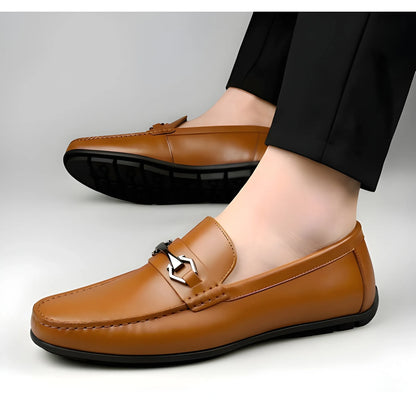 Camel Men's Synthetic Leather Solid Slip-On Casual Loafers With Metal Bit