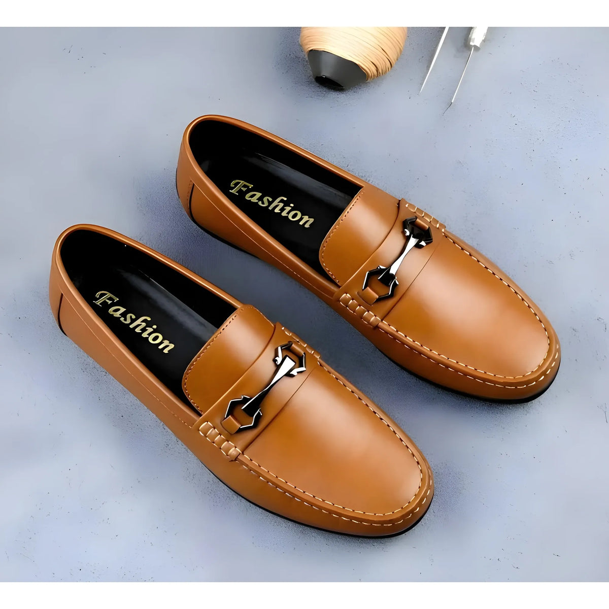 Camel Men's Synthetic Leather Solid Slip-On Casual Loafers With Metal Bit