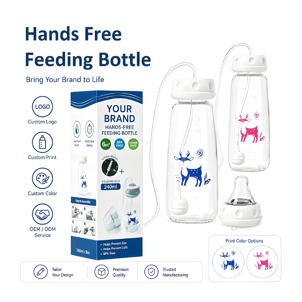 Crystal Essential Plastic Hands Free Feeding Bottle