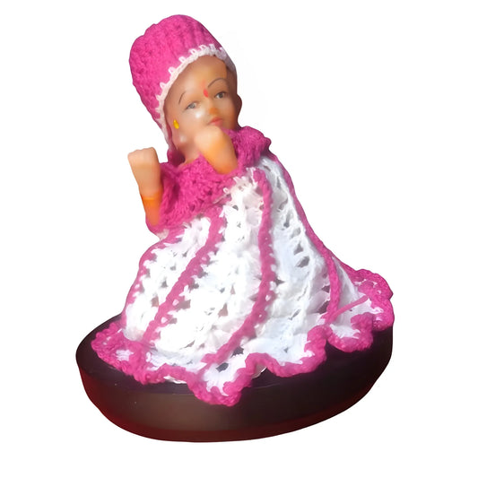 Laddu Gopal Tharad Dress Size: 0 To 6 (Pink-White)