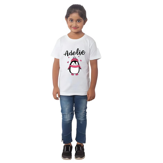 Girls Cotton Adelie Half Sleeve TShirt (White)