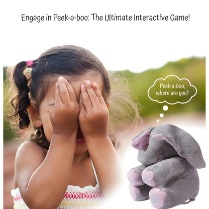 Rose Essential Wool Peek-a-Boo Musical Elephant Plush Toy