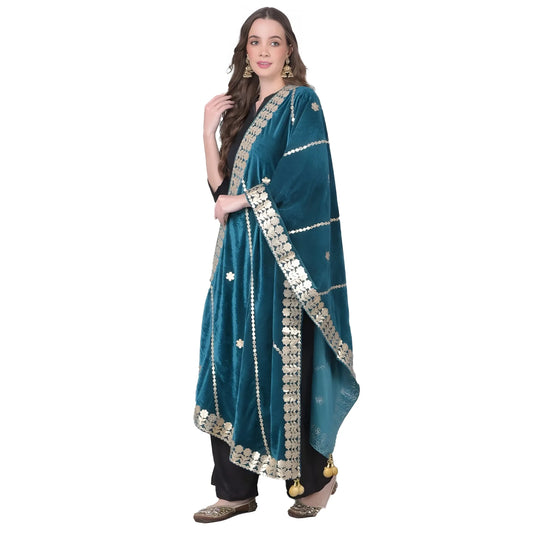 Women's Velvet Gotta Patti Dupatta (teal, Length: 2.25 To 2.50 Mtr) | Women Signature Collection