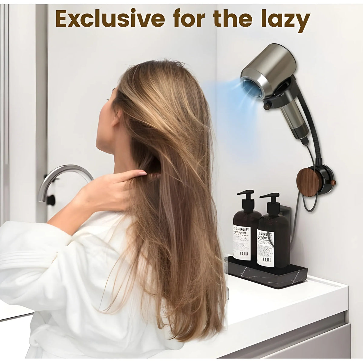 Onyx Essential Wood-Plastic Hair Dryer Holder