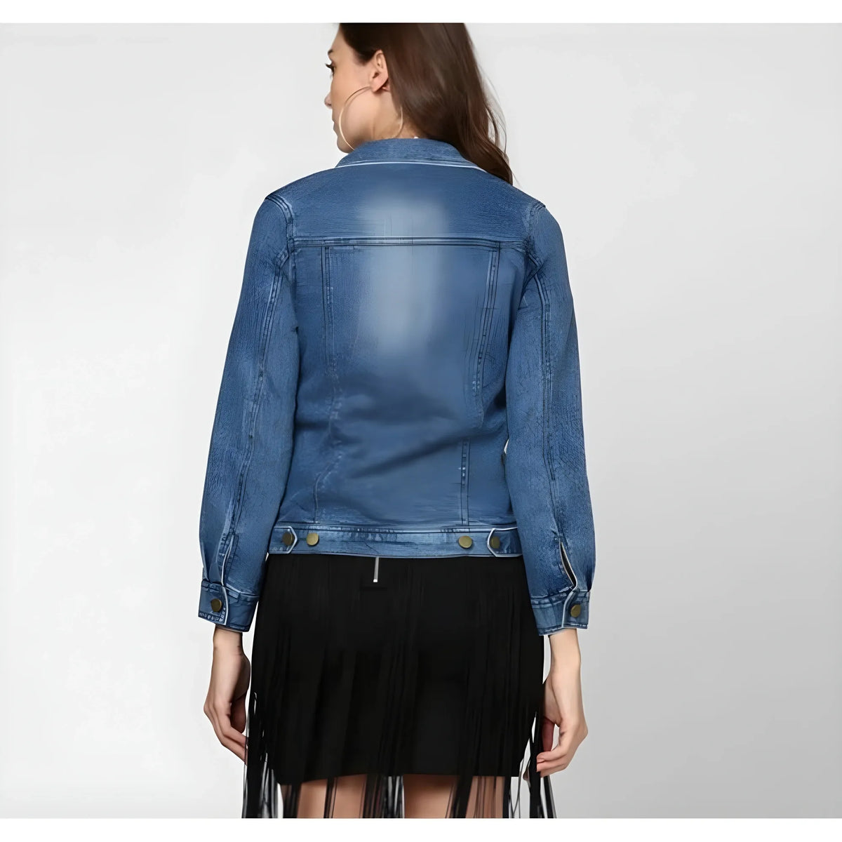 Women's Denim Washed Long Sleeves Jacket (blue) | Women Signature Collection