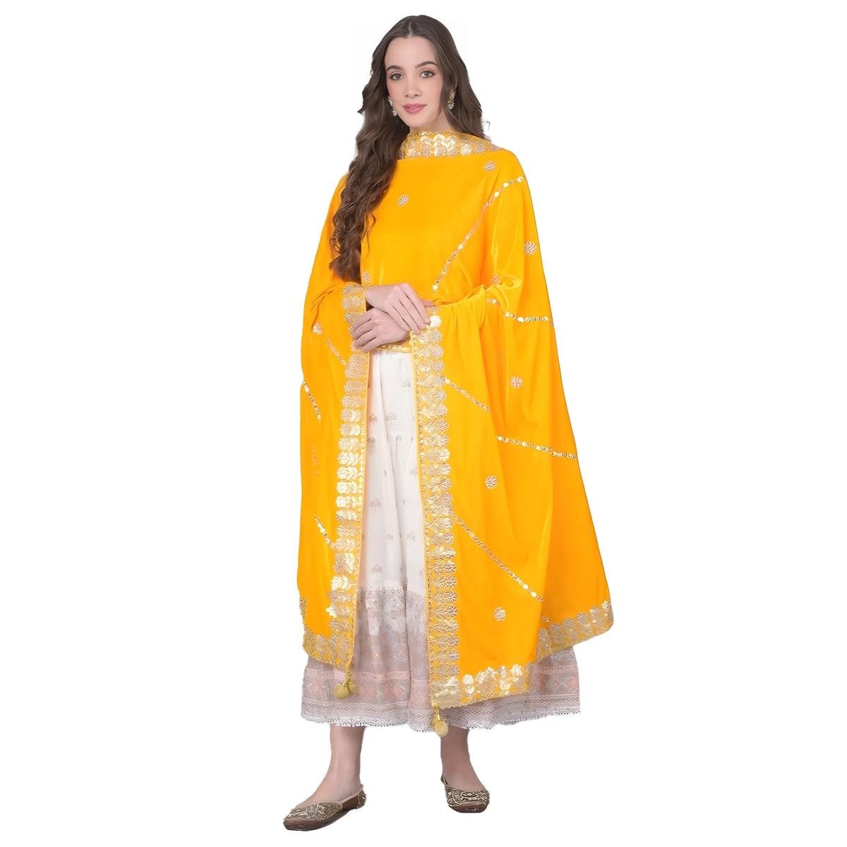 Women's Velvet Gotta Patti Dupatta (yellow, Length: 2.25 To 2.50 Mtr) | Women Signature Collection