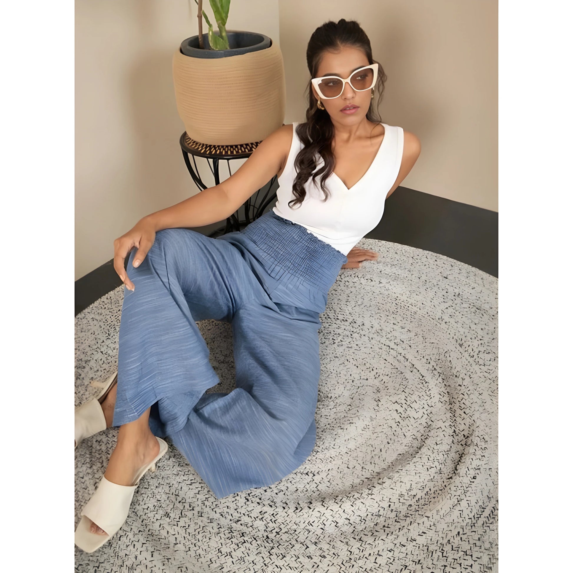 Solene Textured Trousers