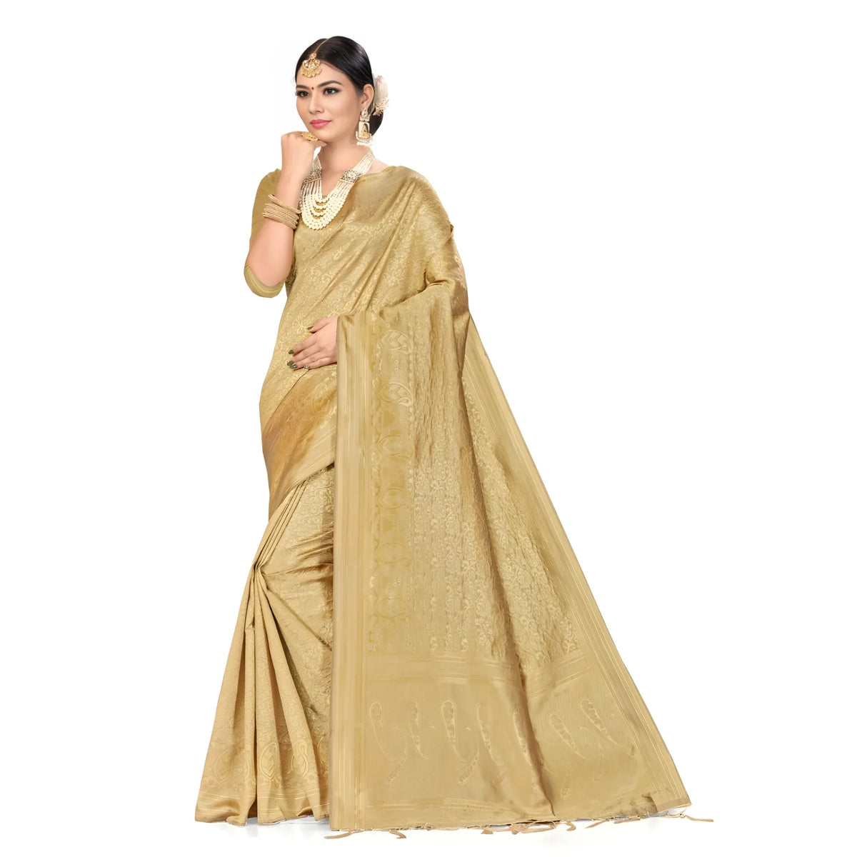 Women's Banarasi Silk Saree (cream, 5 6mtrs) | Women Signature Collection
