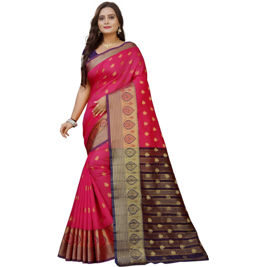 Women's Silk Blend Woven Saree With Unstitched Blouse 5.5mtr (multicolor) | Women Signature Collection