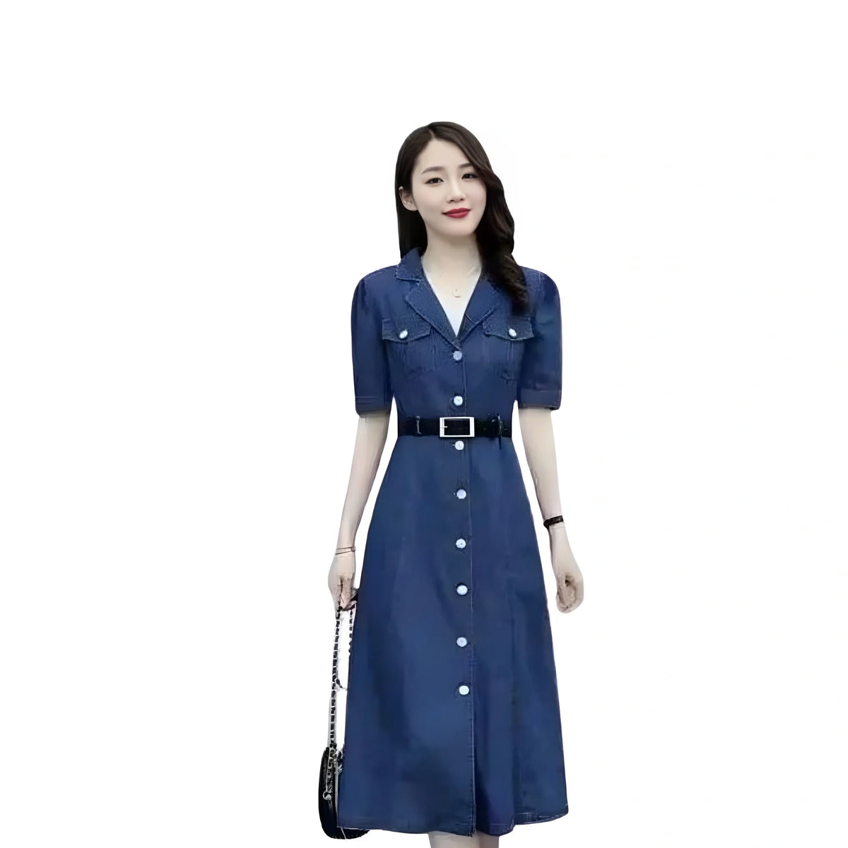 Women's Casual Denim Half Sleeves Dress (blue) | Women Signature Collection
