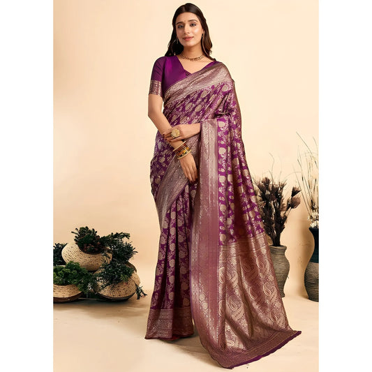 Tavira Jacquard Printed Saree With Unstitched Blouse