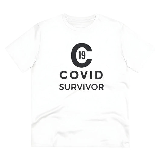 Men's PC Cotton Covid 19 Survivor Printed T Shirt (Color: White, Thread Count: 180GSM)