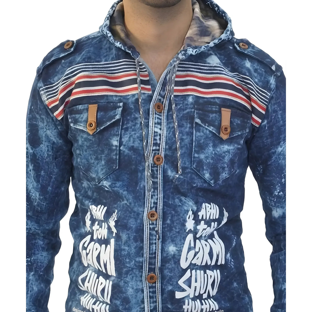 Zariya Graphic Denim Shirt