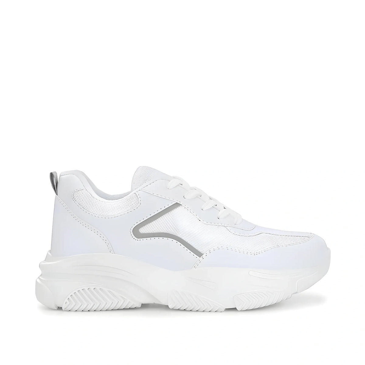 Women's Casual Mesh Printed Lace-Ups Shoes (White)
