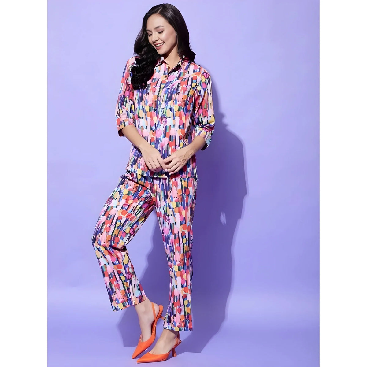 Women's Polyester Floral 3 4th Sleeve Co Ord Set (multicolor) | Women Signature Collection
