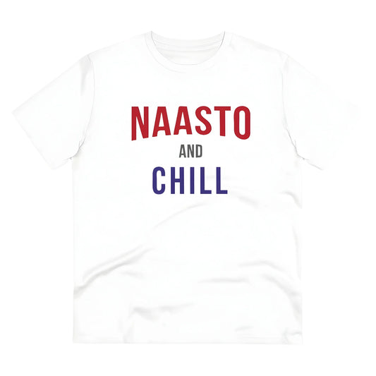 Men's PC Cotton Nasto And Chill Printed T Shirt (Color: White, Thread Count: 180GSM)