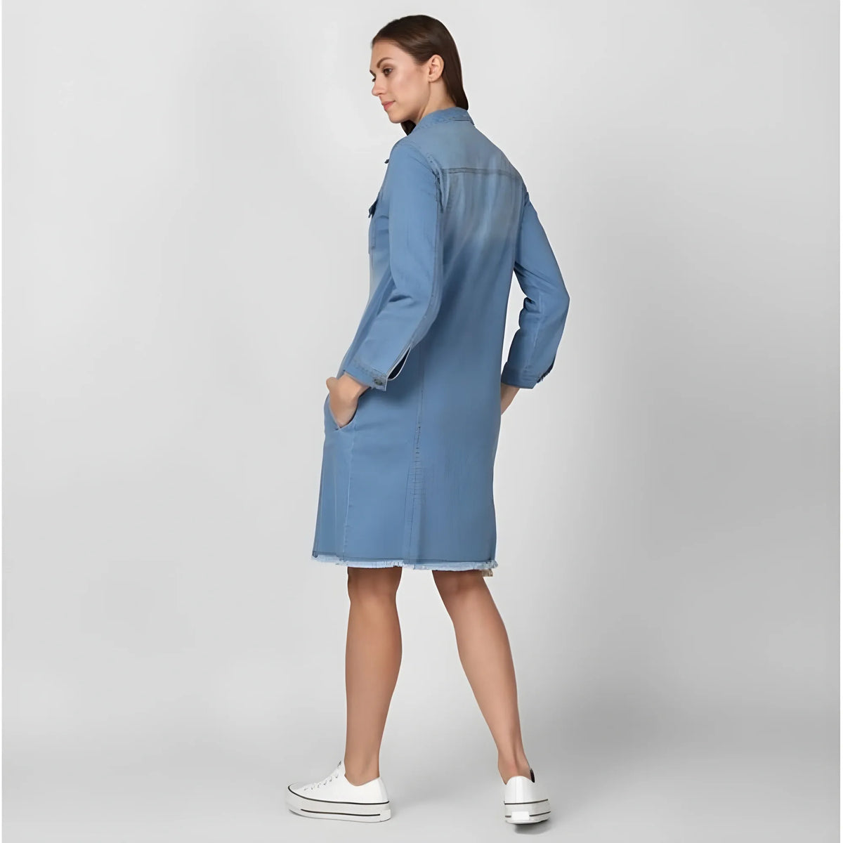 Women's Denim Washed Long Sleeves Jacket (blue) | Women Signature Collection