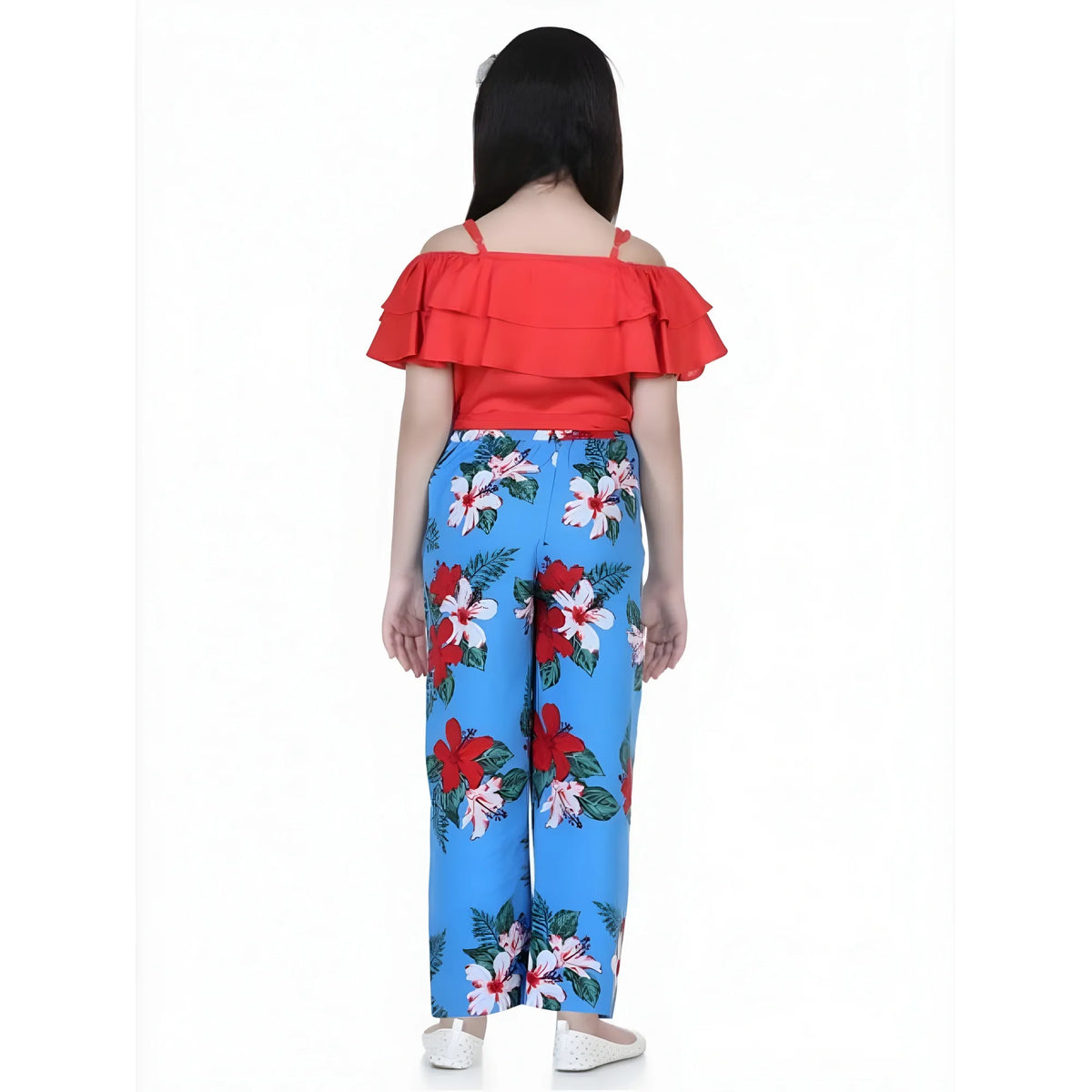 Girl's Rayon Floral Short Sleeve Top And Trouser Set (multicolor) | Kids Signature Collection