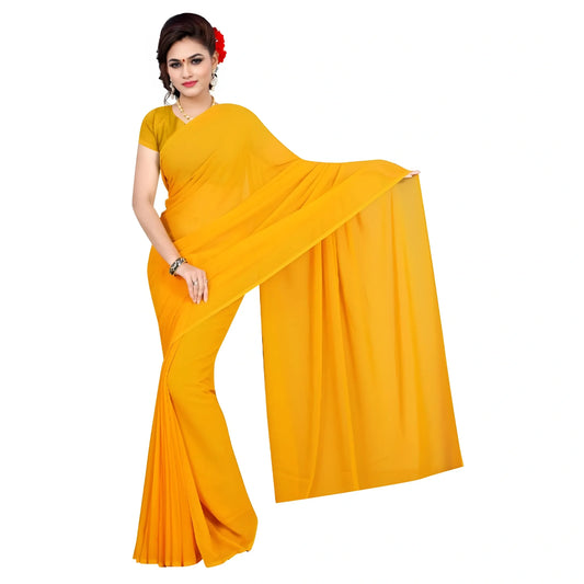 Avisha Georgette Plain Saree With Blouse