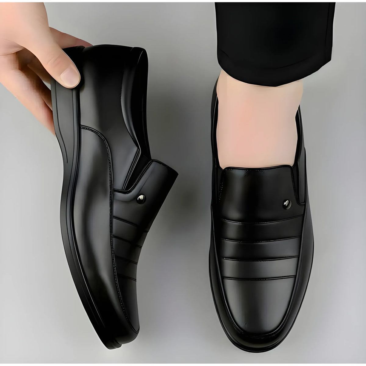 Onyx Men's Synthetic Leather Solid Slip-On Formal Shoes