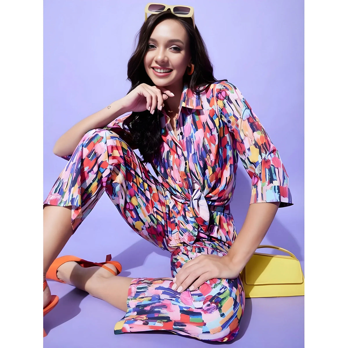 Women's Polyester Floral 3 4th Sleeve Co Ord Set (multicolor) | Women Signature Collection