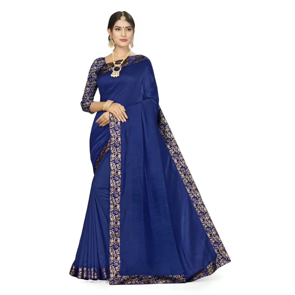 Women's Silk Blend Saree (neavy Blue, 5 6mtrs) | Women Signature Collection