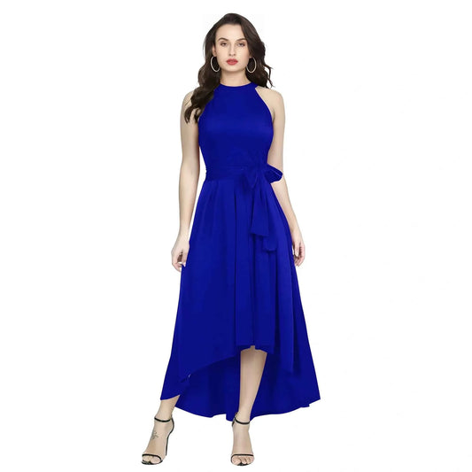 Azure Naya Polyester Halter Neck Sleeveless Dress
