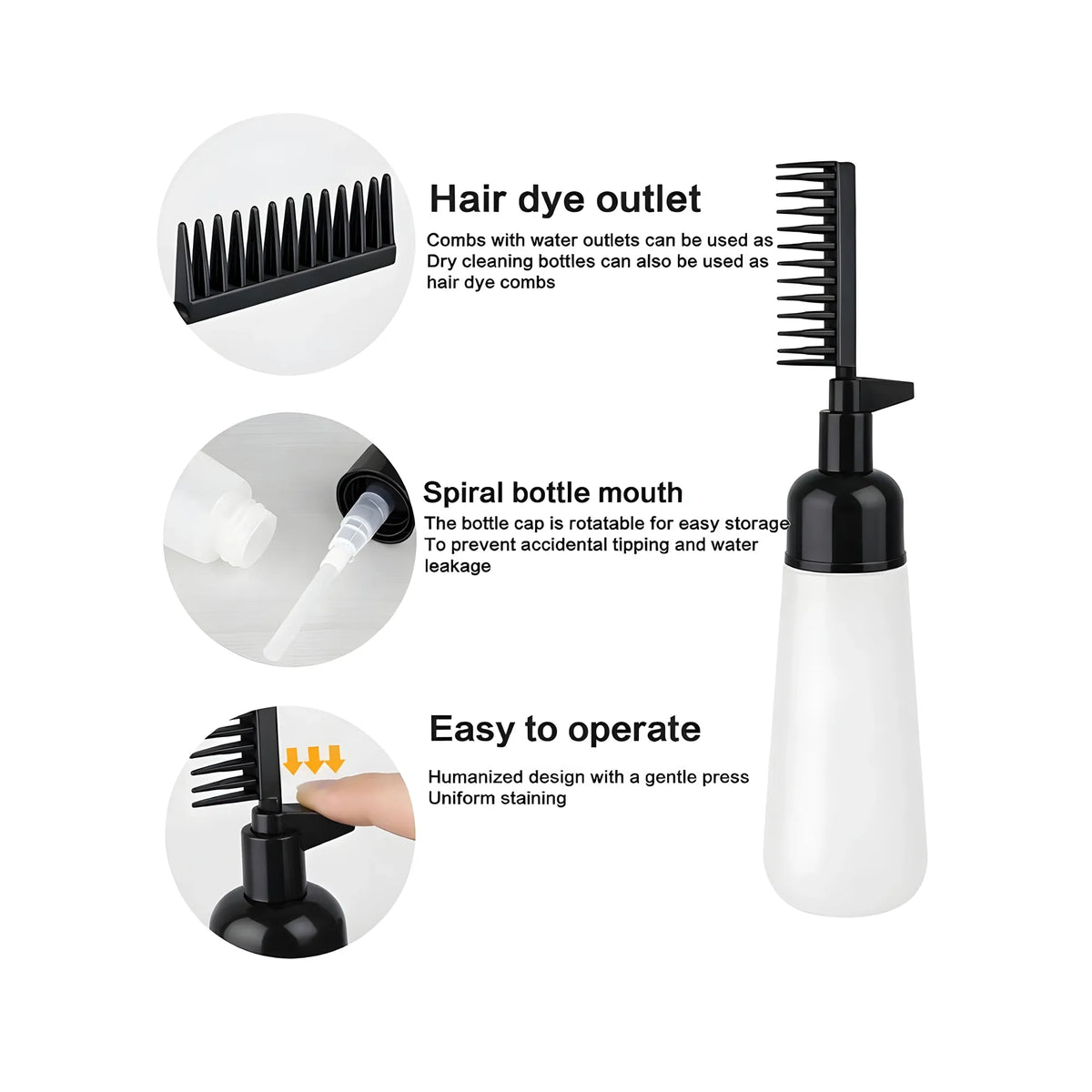 Onyx Essential Plastic Root Comb Hair Dye Applicator Bottle