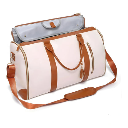Sand Essential Faux Leather 2-In-1 Convertible Travel Bag