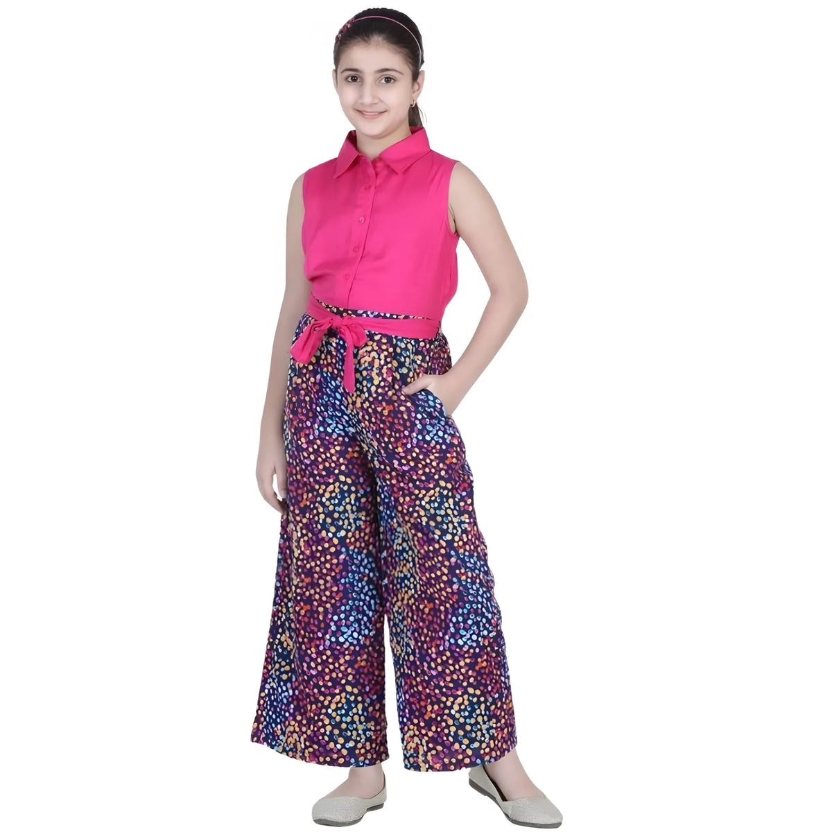 Girl's Bodice Rayon Colour Block Sleeveless Jumpsuit (multicolor) | Kids Signature Collection