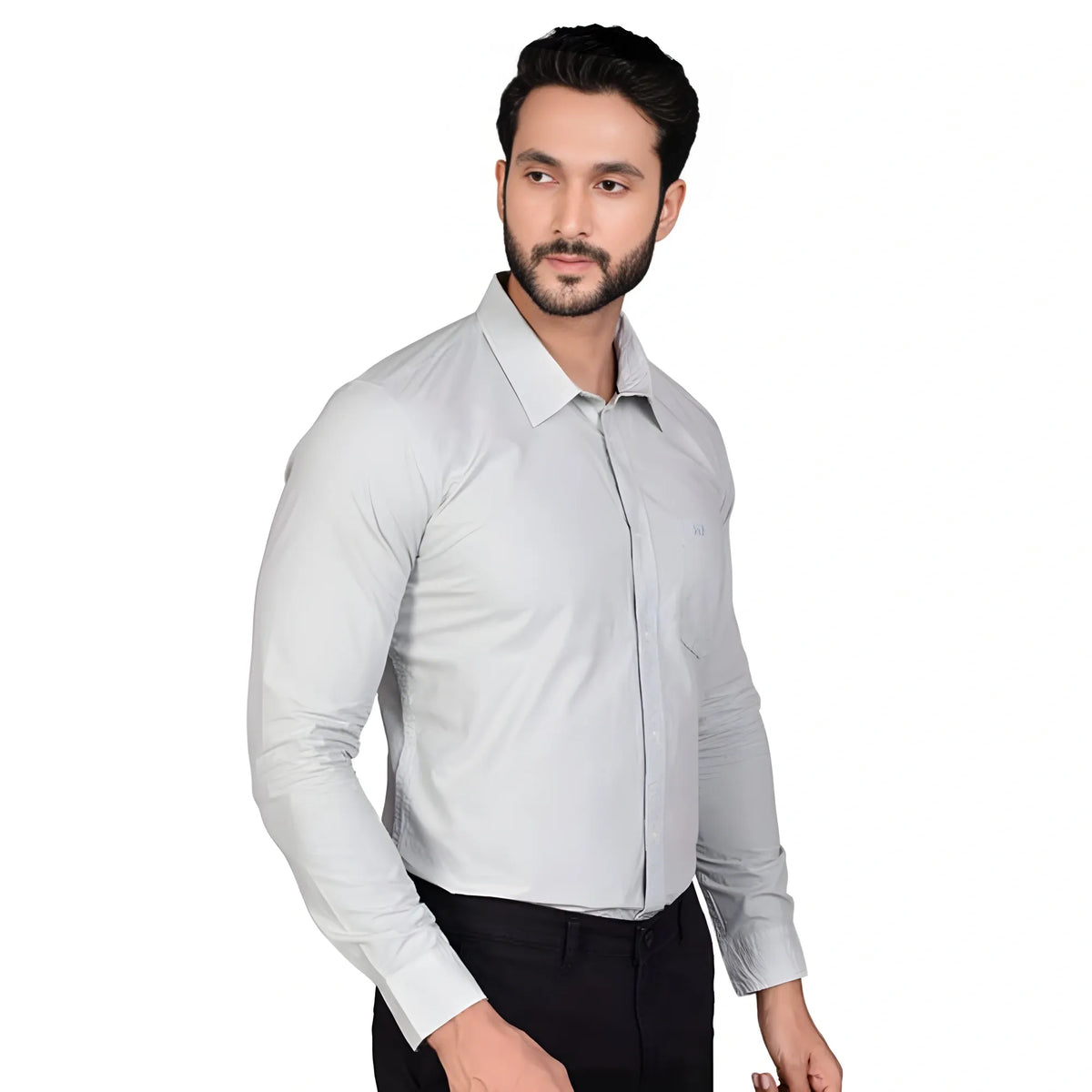 Men's Casual Cotton Full Sleeve Solid Shirt (grey) | Men Signature Collection