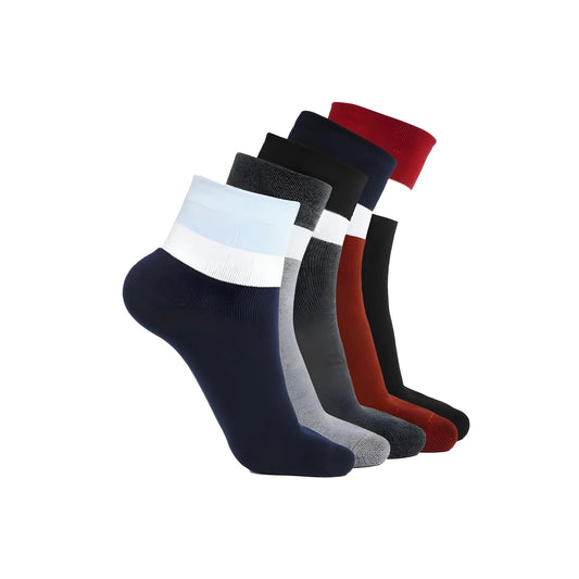 5 Pairs Men's Casual Cotton Blended Solid Ankle length Socks (Assorted)