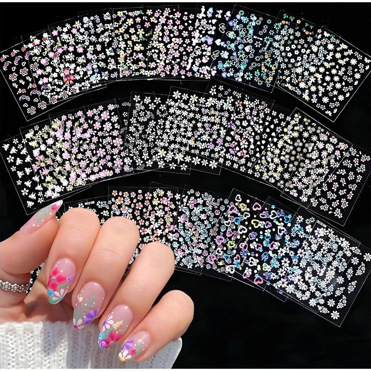 Prism Floral Plastic Nail Art Stickers