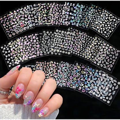 Prism Floral Plastic Nail Art Stickers