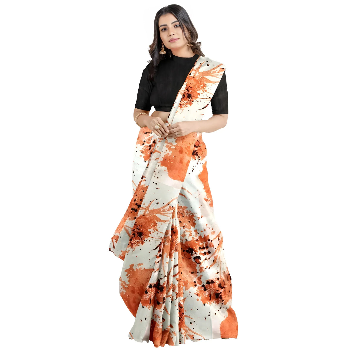 Women's Joya Silk Saree With Blouse (orange, 5 6 Mtrs) | Women Signature Collection
