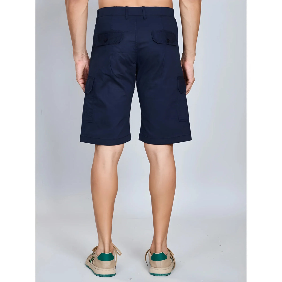 Men's Casual Cotton Solid Knee Length Cargo Shorts (navy) | Men Signature Collection