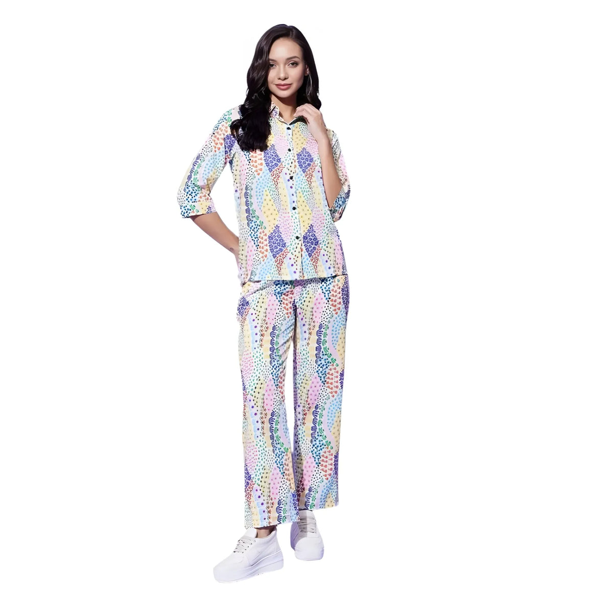 Women's Polyester Floral 3 4th Sleeve Co Ord Set (multicolor) | Women Signature Collection