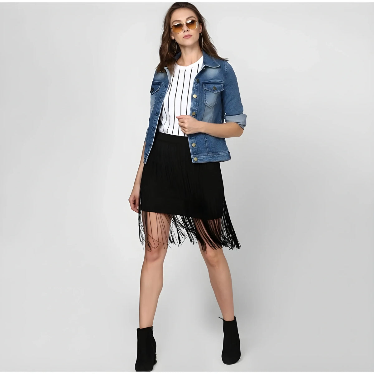 Women's Denim Washed Long Sleeves Jacket (blue) | Women Signature Collection