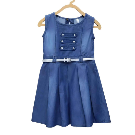 Azure Isla Embellished Sleeveless Dress with Belt