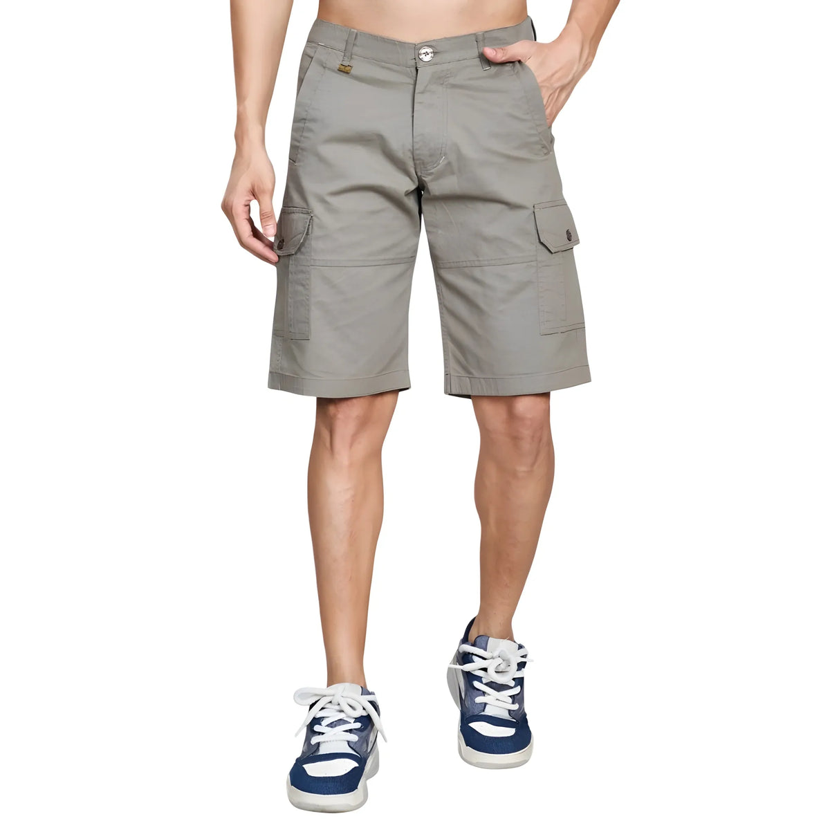 Men's Casual Cotton Solid Knee Length Cargo Shorts (darkgrey) | Men Signature Collection