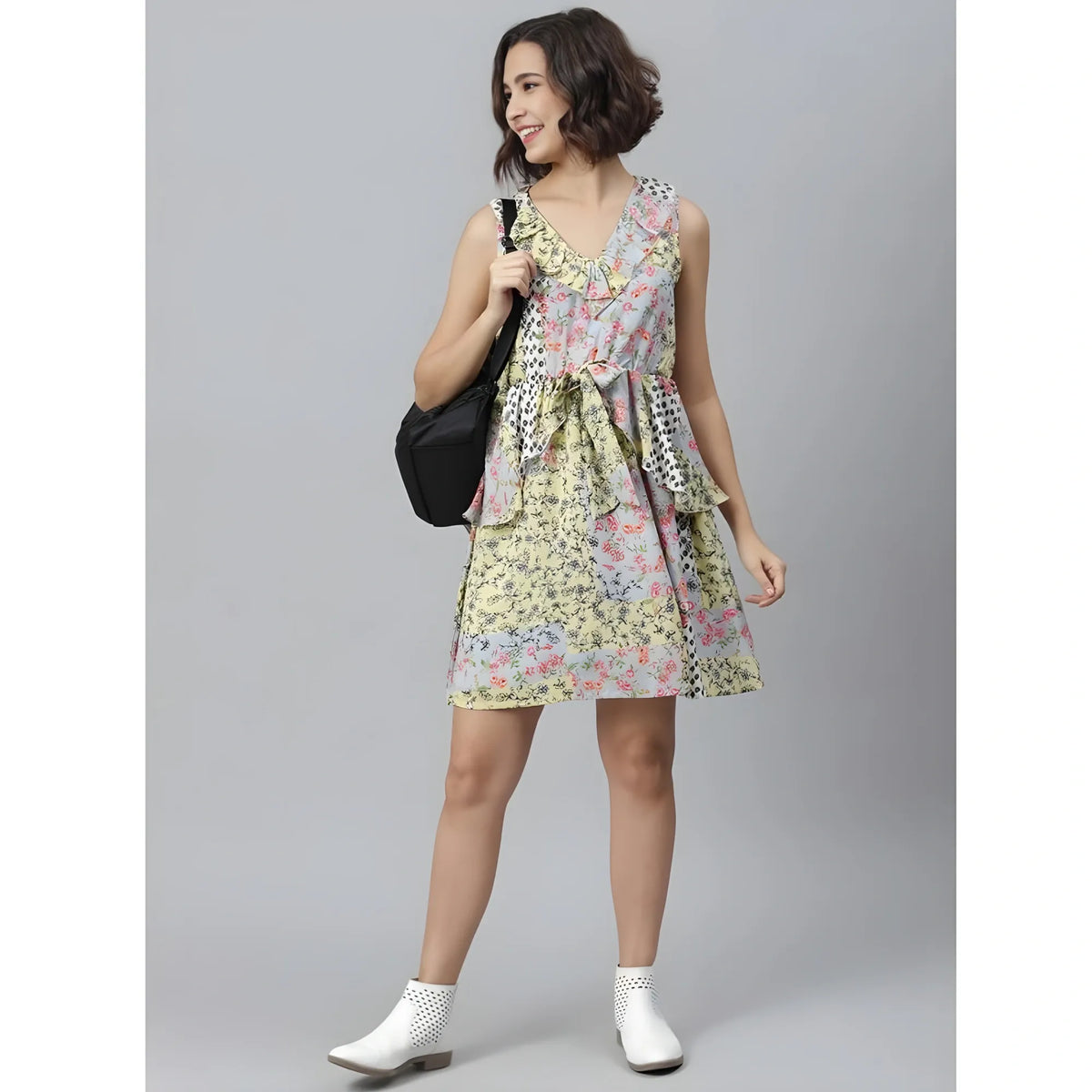 Women's Polyester Peplum Sleeveless Above Knee Dress (multicolor) | Women Signature Collection