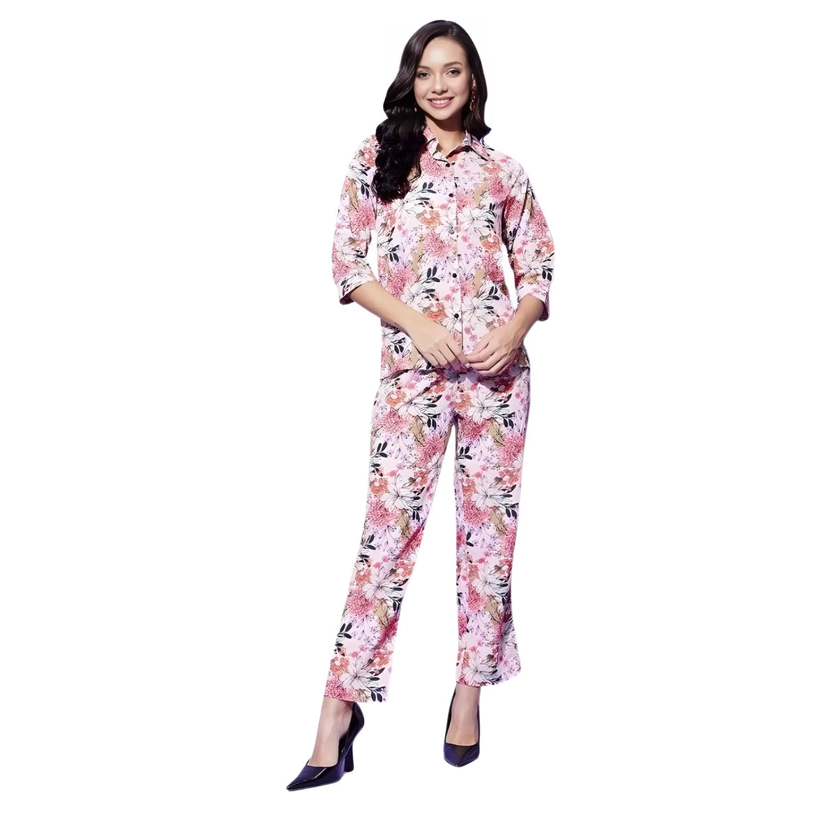 Women's Polyester Floral 3 4th Sleeve Co Ord Set (multicolor) | Women Signature Collection