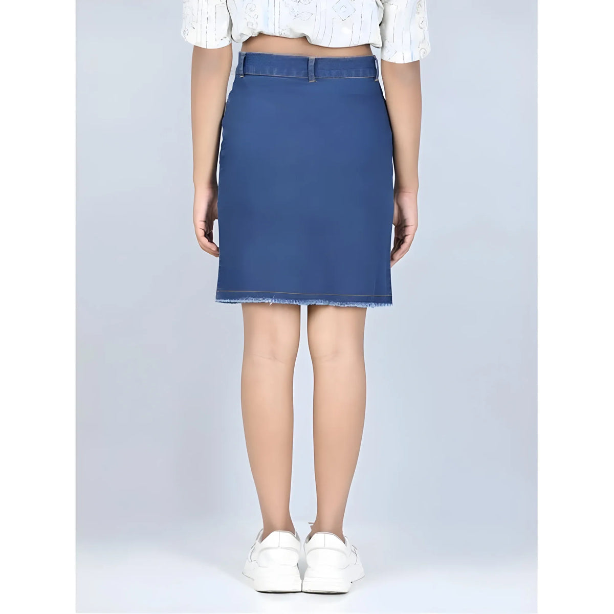 Girl's Denim Solid Buttoned Skirt (blue) | Kids Signature Collection